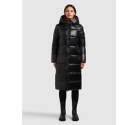 Steppmantel KHUJO "NASHI 2IN1 (EINSATZ HERAUSNEHMBAR)", Damen, Gr. XS, schwarz, 100% Nylon, unifarben, regular fit knielang, eingesetzt elastischer Bund mit Windstopper, Mäntel Steppmantel (75838652-X