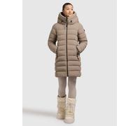 Steppmantel KHUJO "NEKAR2", Damen, Gr. XXL, greige, 100% Polyester, unifarben, regular fit ca. Mitte Oberschenkel, eingesetzt elastischer Bund mit Windstopper, Mäntel Steppmantel (57194520-XXL) greige