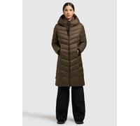 Steppmantel KHUJO "ODANA3", Damen, Gr. XXL, dunkeloliv, 100% Nylon, unifarben, slim fit knielang, eingesetzt elastischer Bund mit Windstopper, Mäntel Steppmantel (42680230-XXL) dunkeloliv