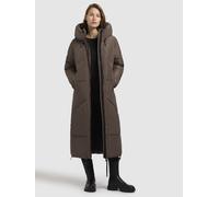 Steppmantel KHUJO "PRAYCE", Damen, Gr. XS, taupe dunkel, 100% Polyester, unifarben, loose fit wadenlang, Mäntel Steppmantel (37031701-XS) taupe dunkel