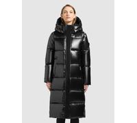 Steppmantel KHUJO "RACHEL3 SHINY", Damen, Gr. M, schwarz, Web, Obermaterial: 100% Polyester. Futter: 100% Nylon. Wattierung: 100% Polyester, glänzend, unifarben, knielang, elastischer Bund, Mäntel Ste