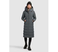 Steppmantel KHUJO "SENSY", Damen, Gr. M, grau (foam grün), 100% Polyester, unifarben, regular fit wadenlang, eingesetzt elastischer Bund, Mäntel Steppmantel (10337202-M) foam grün