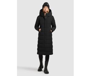 Steppmantel KHUJO "SENSY", Damen, Gr. M, schwarz, 100% Polyester, unifarben, regular fit wadenlang, eingesetzt elastischer Bund, Mäntel Steppmantel (77157201-M) schwarz