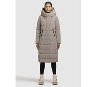 Steppmantel KHUJO "SENSY", Damen, Gr. XXL, beige (graubeige), 100% Polyester, unifarben, regular fit wadenlang, eingesetzt elastischer Bund mit Windstopper, Mäntel Steppmantel (68883515-XXL) graubeige