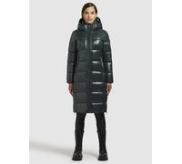 Steppmantel KHUJO "SHANE2", Damen, Gr. M, grün (dunkelgrün), 100% Nylon, glänzend, regular fit knielang, eingesetzt elastischer Bund mit Windstopper, Mäntel Steppmantel (33855348-M) dunkelgrün