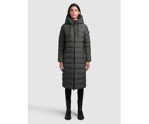 Steppmantel KHUJO "SIMMIE", Damen, Gr. S, grau (foam grün), 100% Polyester, unifarben, regular fit knielang, eingesetzt elastischer Bund, Mäntel Steppmantel (61732917-S) foam grün