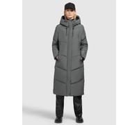Steppmantel KHUJO "SONJE5", Damen, Gr. L, grau, Web, 100% Polyester, unifarben, loose fit wadenlang, eingesetzt elastischer Bund mit Windstopper, Mäntel Steppmantel (83002819-L) grau