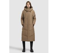 Steppmantel KHUJO "SONJE6", Damen, Gr. L, braun (hellbraun), 100% Polyester, unifarben, loose fit wadenlang, eingesetzt elastischer Bund mit Windstopper, Mäntel Steppmantel (60481618-L) hellbraun