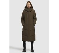 Steppmantel KHUJO "SONJE6", Damen, Gr. S, dunkeloliv, 100% Polyester, unifarben, loose fit wadenlang, eingesetzt elastischer Bund mit Windstopper, Mäntel Steppmantel (24772658-S) dunkeloliv