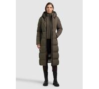 Steppmantel KHUJO "SORIA 2IN1 (EINSATZ HERAUSNEHMBAR)", Damen, Gr. XS, dull grün, 100% Polyester, unifarben, regular fit wadenlang, eingesetzt elastischer Bund mit Windstopper, Mäntel Steppmantel (906
