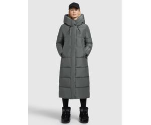 Steppmantel KHUJO "SOULANI3", Damen, Gr. S, grau, Web, 100% Polyester, unifarben, loose fit wadenlang, eingesetzt elastischer Bund mit Windstopper, Mäntel Steppmantel (67122103-S) grau