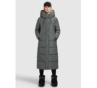 Steppmantel KHUJO "SOULANI3", Damen, Gr. XL, grau, Web, 100% Polyester, unifarben, loose fit wadenlang, eingesetzt elastischer Bund mit Windstopper, Mäntel Steppmantel (67122103-XL) grau