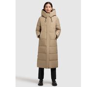 Steppmantel KHUJO "SOULANI3", Damen, Gr. XS, beige (sand), Web, 100% Polyester, unifarben, loose fit wadenlang, eingesetzt elastischer Bund mit Windstopper, Mäntel Steppmantel (26206464-XS) sand
