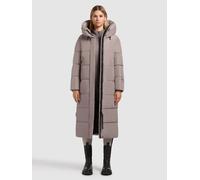Steppmantel KHUJO "SOULANI5 MATT", Damen, Gr. S, greige, 100% Polyester, unifarben, regular fit wadenlang, eingesetzt elastischer Bund mit Windstopper, Mäntel Steppmantel (16006830-S) greige