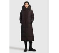Steppmantel KHUJO "SOULANI5 MATT", Damen, Gr. S, moody plum, 100% Polyester, unifarben, regular fit wadenlang, eingesetzt elastischer Bund mit Windstopper, Mäntel Steppmantel (19031516-S) moody plum