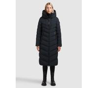 Steppmantel KHUJO "STOANE2", Damen, Gr. XS, schwarz (port blau), 100% Polyester, unifarben, regular fit wadenlang, eingesetzt elastischer Bund mit Windstopper, Mäntel Steppmantel (90817031-XS) port bl
