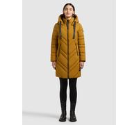 Steppmantel KHUJO "TABY2", Damen, Gr. M, schwarz curry, Web, 100% Polyester, unifarben, regular fit knielang, eingesetzt elastischer Bund mit Windstopper, Mäntel Steppmantel (35431418-M) schwarz curry