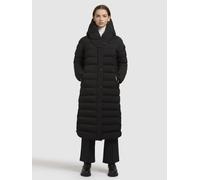 Steppmantel KHUJO "TEIVA2", Damen, Gr. S, schwarz, 100% Polyester, unifarben mit Farbeinsatz, regular fit wadenlang, eingesetzt elastischer Bund mit Windstopper, Mäntel Steppmantel (88841118-S) schwar