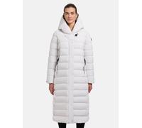 Steppmantel KHUJO "Teiva2-YM", Damen, Gr. L (40), weiß (reinweiß), Obermaterial: 100% Polyester. Futter: 100% Nylon. Wattierung: 100% Polyester, tailliert wadenlang, V-Ausschnitt, Ärmel ohne Ärmelschl