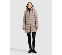 Steppmantel KHUJO "TUHANI5", Damen, Gr. S, greige, 100% Polyester, unifarben, regular fit hüftlang, eingesetzt elastischer Bund mit Windstopper, Mäntel Steppmantel (77575447-S) greige