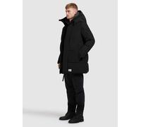 Steppmantel KHUJO "ZENO", Herren, Gr. XXL, schwarz, Web, 100% Polyester, unifarben, regular fit hüftlang, eingesetzt elastischer Bund mit Windstopper, Mäntel Steppmantel (94310106-XXL) schwarz