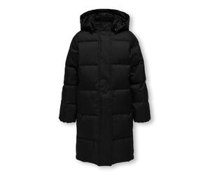 Steppmantel KIDS ONLY "KOGIRENE PUFFER COAT OTW NOOS", Mädchen, Gr. 116, schwarz, Web, Obermaterial: 100% Polyester, unifarben, normal knielang, Mäntel Steppmantel, mit seitlichen Druckknöpfen (144044