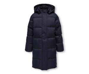Steppmantel KIDS ONLY "KOGIRENE PUFFER COAT OTW NOOS", Mädchen, Gr. 122, blau (night sky), Web, Obermaterial: 100% Polyester, unifarben, normal knielang, Mäntel Steppmantel, mit seitlichen Druckknöpfe