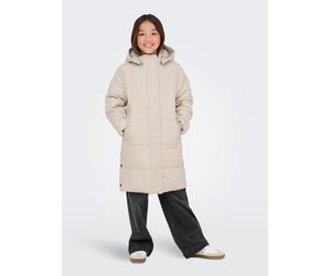 Steppmantel KIDS ONLY "KOGIRENE PUFFER COAT OTW NOOS", Mädchen, Gr. 128, grau (pumice stone), Web, Obermaterial: 100% Polyester, unifarben, normal knielang, Mäntel Steppmantel, mit seitlichen Druckknö