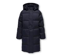 Steppmantel KIDS ONLY "KOGIRENE PUFFER COAT OTW NOOS", Mädchen, Gr. 146, blau (night sky), Web, Obermaterial: 100% Polyester, unifarben, normal knielang, Mäntel Steppmantel, mit seitlichen Druckknöpfe
