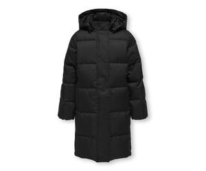 Steppmantel KIDS ONLY "KOGIRENE PUFFER COAT OTW NOOS", Mädchen, Gr. 146, schwarz, Web, Obermaterial: 100% Polyester, unifarben, normal knielang, Mäntel Steppmantel, mit seitlichen Druckknöpfen (144044