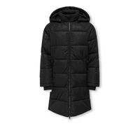 Steppmantel KIDS ONLY "KOGMIA L/S AOP PUFFER COAT OTW", Mädchen, Gr. 140, schwarz (schwarz aop:dtm snake), Steppware, Obermaterial: 100% Polyester, bedruckt, Basic knieumspielend, Raglanärmel Windstop