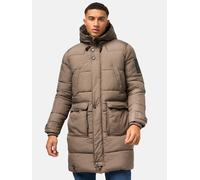 STONE HARBOUR Herren Wintermantel Warmer Steppmantel lang mit Kapuze Beviis Stone Brown Gr. M