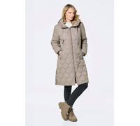 Langmantel GOLDNER "Wintermantel mit Stehkragen und Kapuze", Damen, Gr. 42, beige (taupe), Obermaterial: 100% Polyamid PA., Rippe, Mäntel, mit seitlichen Reißverschlüssen (47396954-42) taupe