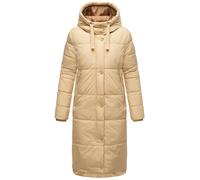 MARIKOO Damen Winterjacke lang Winter Stepp Jacke Mantel Steppjacke warm gefüttert B968 [B968-Soran-Beige-Gr.L]