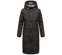 MARIKOO Damen Winterjacke lang Winter Stepp Jacke Mantel Steppjacke warm gefüttert B968 [B968-Soran-Schwarz-Gr.XL]