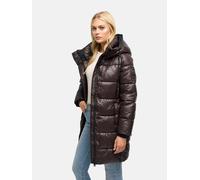 Steppmantel MARIKOO "Yumee", Damen, Gr. S, braun (choco), Obermaterial: 100% Polyester, Mäntel Steppmantel, Glänzender Steppmantel mit großer Kapuze und Kragen (60133562-S) choco
