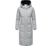 Navahoo Damen langer Wintermantel warmer Steppmantel mit 2-Wege-Reißverschluss und verstellbarer Kapuze Taublüte XIV Grey Gr. M