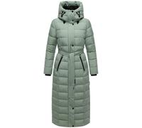 Navahoo Damen Wintermantel Warmer Steppmantel lang mit Kapuze und Taillengürtel Das Teil XIV Smokey Mint Gr. XXL