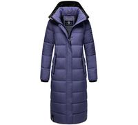 Navahoo Damen Wintermantel Warmer Steppmantel lang mit Abnehmbarer Kapuze Isalie Blue Violet Gr. L