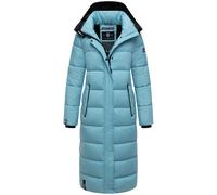 Navahoo Damen Wintermantel warmer Steppmantel lang mit abnehmbarer Kapuze Isalie Sky Blue Gr. M