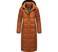 Navahoo Damen Wintermantel Warmer Steppmantel lang mit Abnehmbarer Kapuze Isalie Rusty Cinnamon Gr. XL