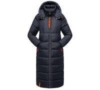 Navahoo Damen Wintermantel warmer Steppmantel mit Kapuze Kristallblume Navy Gr. M