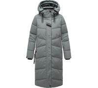 Navahoo Damen Wintermantel Warmer Steppmantel lang mit Kapuze Kuschelmausi Stormy Blue Gr. L