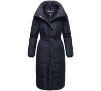Navahoo Damen Wintermantel Warmer Steppmantel extralang mit Gürtel Mirenaa Navy Gr. L