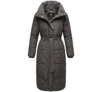 Navahoo Damen Wintermantel Warmer Steppmantel extralang mit Gürtel Mirenaa Anthracite Gr. XL