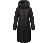 Navahoo Damen Wintermantel Warmer Steppmantel lang mit Abnehmbarer Kapuze Sahnekatzii XIV Black Gr. XL