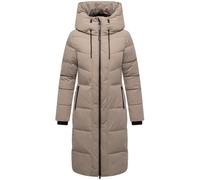 Navahoo Damen Wintermantel warmer Steppmantel mit 2-Wege Reißverschluss, wasserdichten Reißverschlüssen und verstellbarer Kapuze Schokokuss XIV Taupe Grey Gr. 3XL