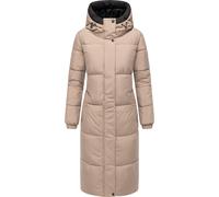 Navahoo Damen langer Wintermantel warmer Steppmantel mit 2-Wege-Reißverschluss und verstellbarer Kapuze Taublüte XIV Taupe Grey Gr. XS