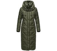 Langer Wintersteppmantel mit Kapuze "Waffelchen" Dark Olive L