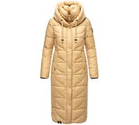 Navahoo Damen Wintermantel Warmer Steppmantel extralang mit Kapuze Waffelchen Sand Gr. XXL
